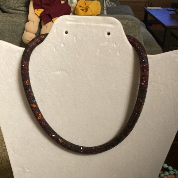 Swarovski choker / twist bracelet black mesh easy closure . Tiny crystal - Picture 3 of 8